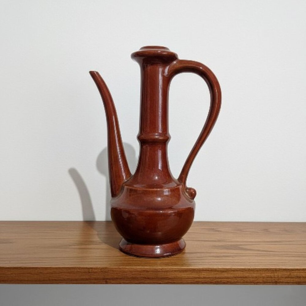 Vtg Mid-Century Modern Ceramic Ewer Pitcher Drip Glaze Decorative Vase No Lid